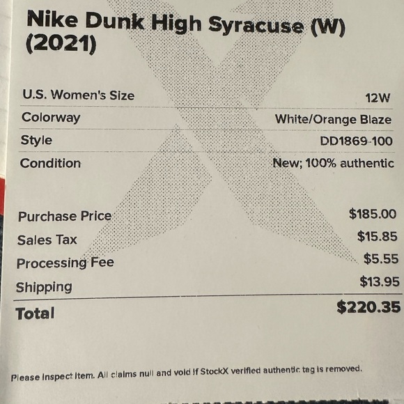 Nike Dunk High “Syracuse” Sz 10.5m/12w - Picture 9 of 9